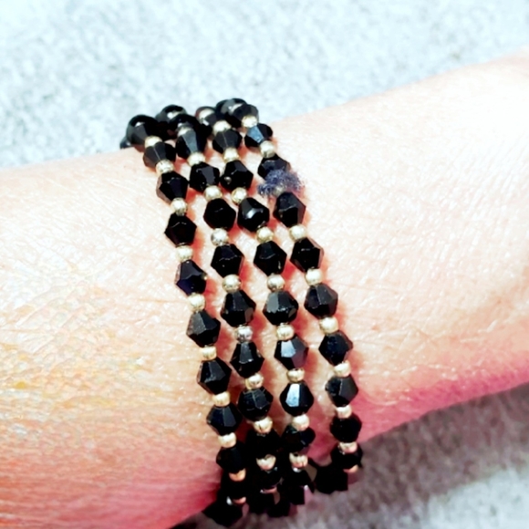 Set of (4) Vintage Black and Gold Bracelets - Picture 1 of 4